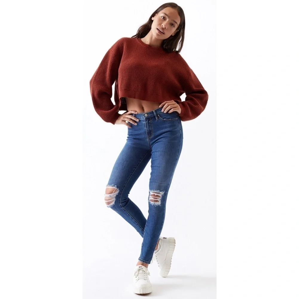 PacSun Dark Wash Distressed High Waist Jeggings